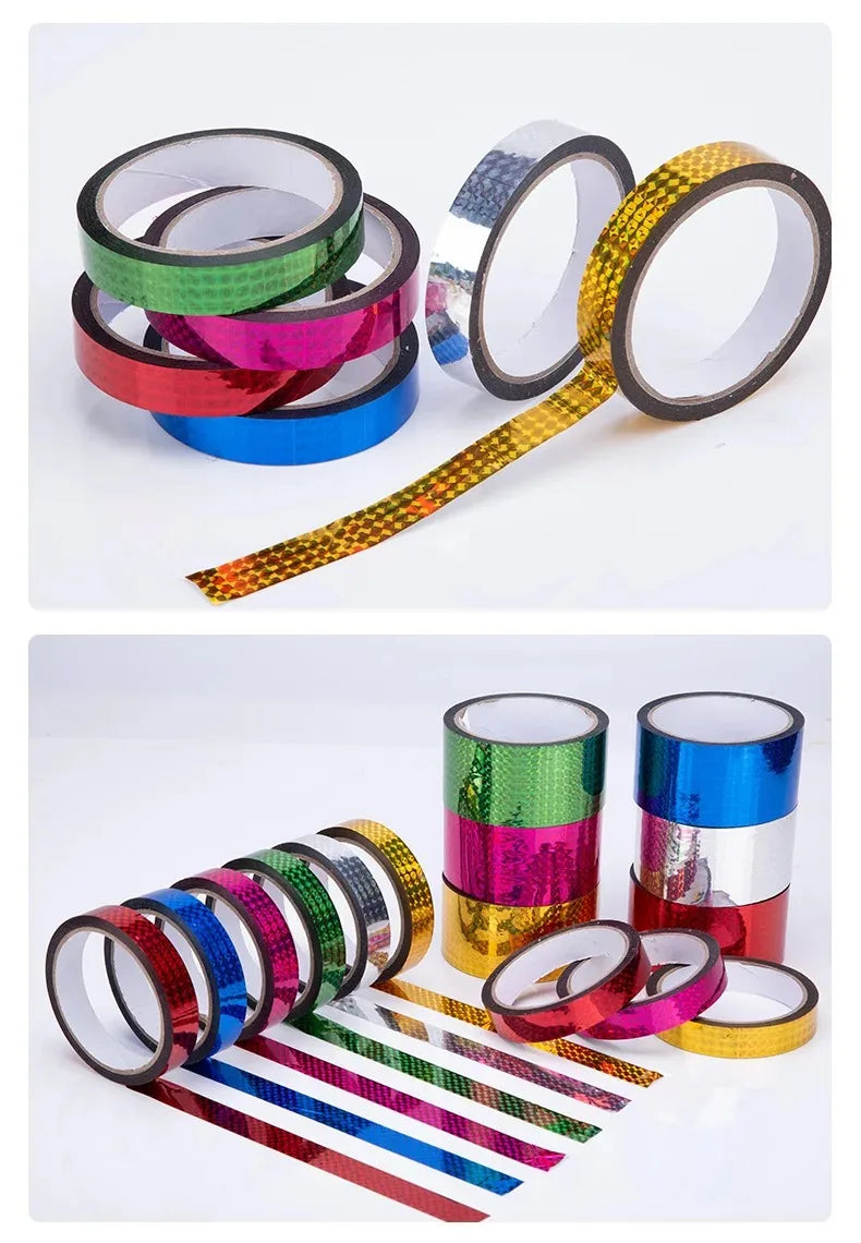 30/50M Self-Adhesive Decorative Laser Tape DIY Glitter Party Gift Packing Home Decor Tape Hot Stamping Sticker Gold Silver Tape