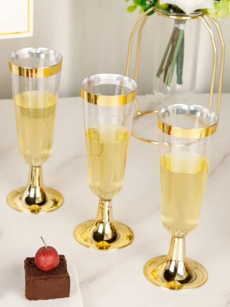50pcs 5OZ Disposable Wine Cup Party  Plastic Champagne Flutes Cocktail Strawberry Toasting Glass for Wedding Bar Party Camping