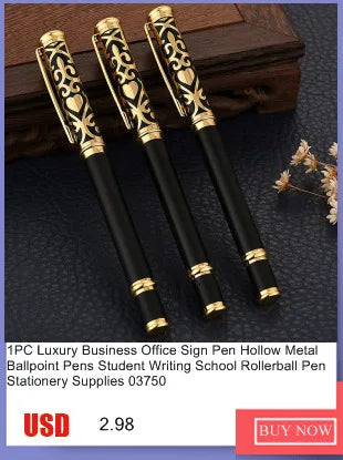 1 PC High Quality Luxury Full Metal Ballpoint Pen Silver Plating Ball Pens Business Writing Signing School Office Supplies 03733