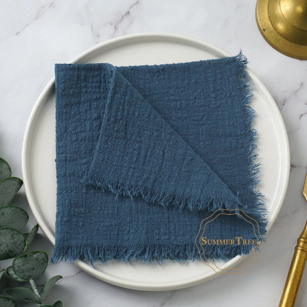 10pcs 32x32cm Cotton Gauze Napkins Retro Burr Design Napkin for Vintage Wedding Receptions Banquets Christmas Table Decoration
