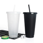 5pcs 24oz PP Colorful Straw Cup Large Capacity Milk Tea Cup for Iced Coffee Cold Drinks Travel Office Party