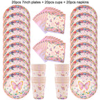 Butterfly Disposable Tableware Set Paper Plate Cup Napkins Pink Butterfly Birthday Party Decoration Baby Shower Wedding Supplies