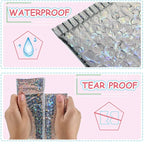 Laser Rainbow100Pcs Holographic Mailer Mailing Envelope Waterproof Courier Bag Padded Bubble Envelope Packaging Bag for Shipping