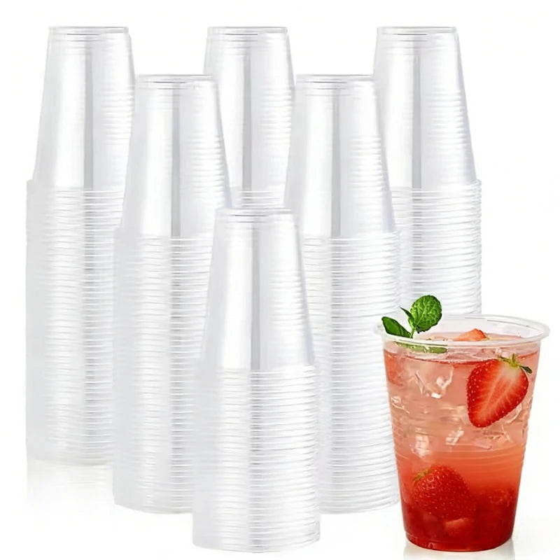 50/100PCS Disposable Transparent Plastic Cups Household Drinking Cups Fruit Juice Coffee Ice Crea Birthday Party Utensils