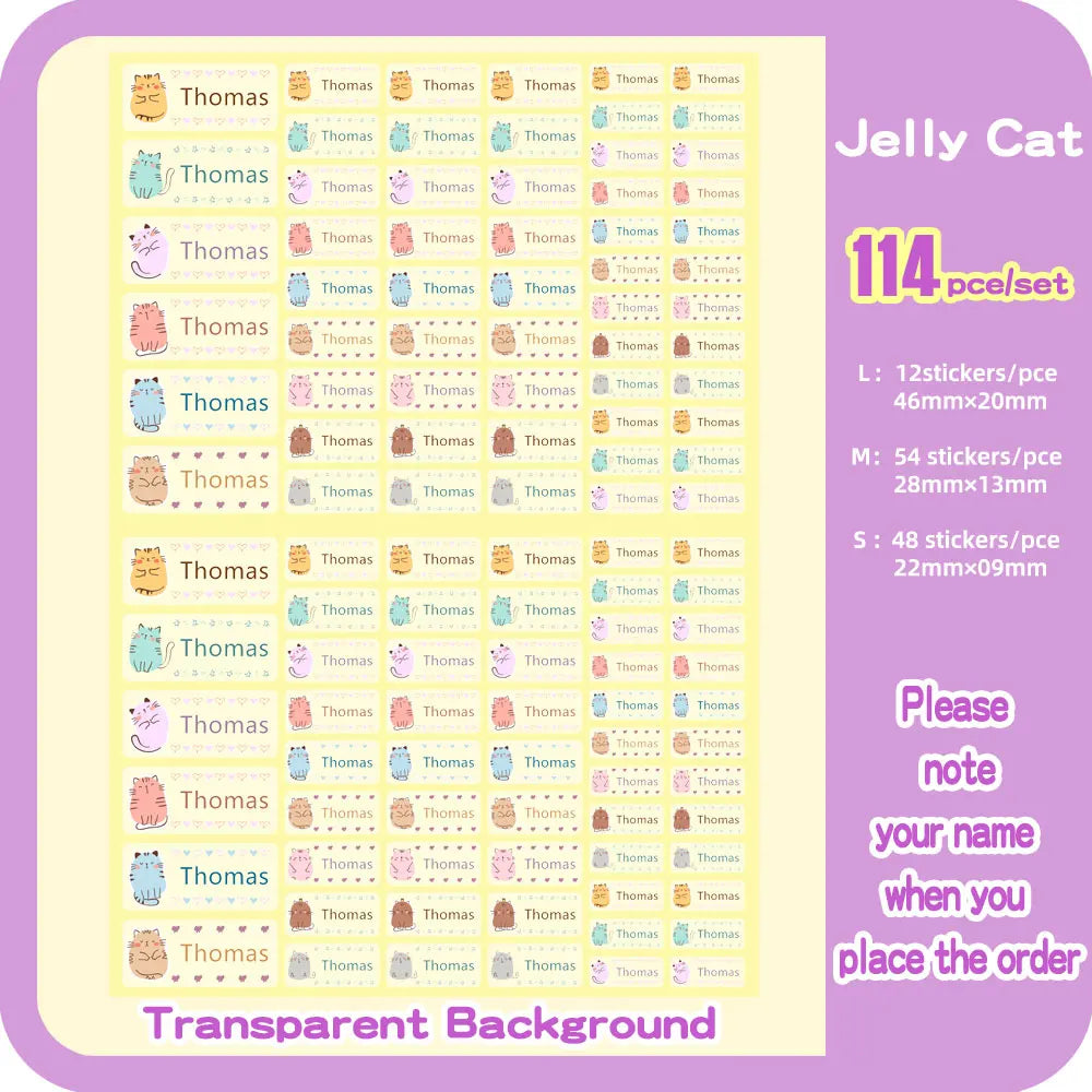 Custom Name Sticker for Kids School Clothes Waterproof Iron on Clothing Tags Transparent Label Personalized Child Washi Stickers