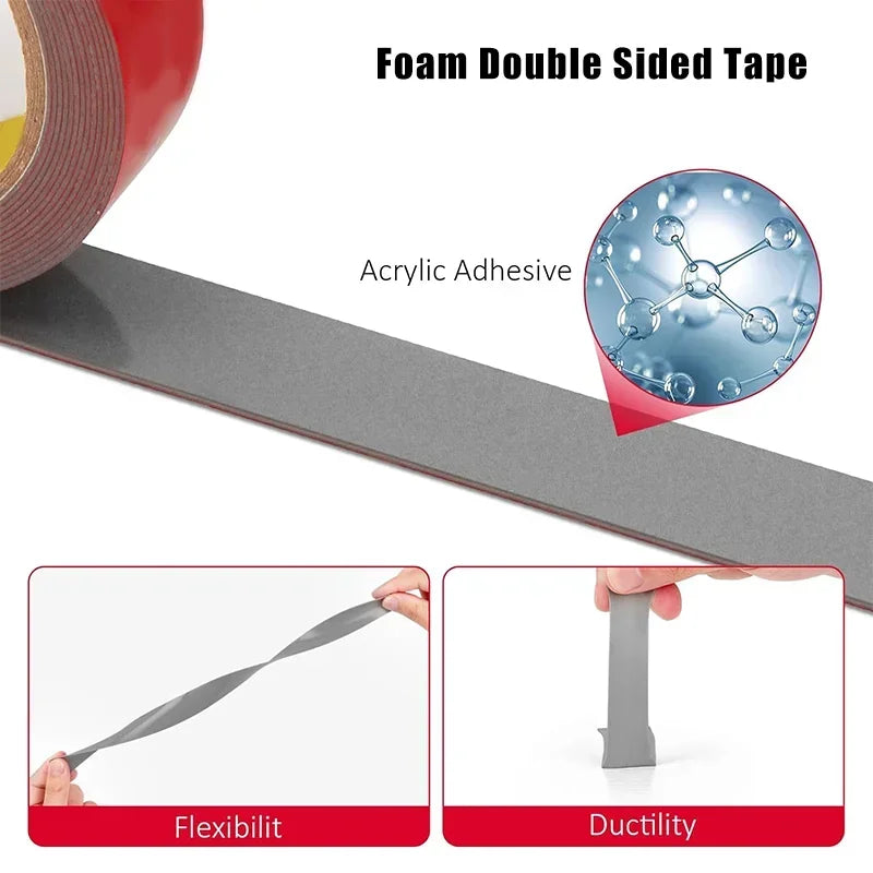 300CM Strong Permanent Double Sided Tape Acrylic Foam Adhesive Waterproof High Temperature Tape Sticker for Car Indoor Decor