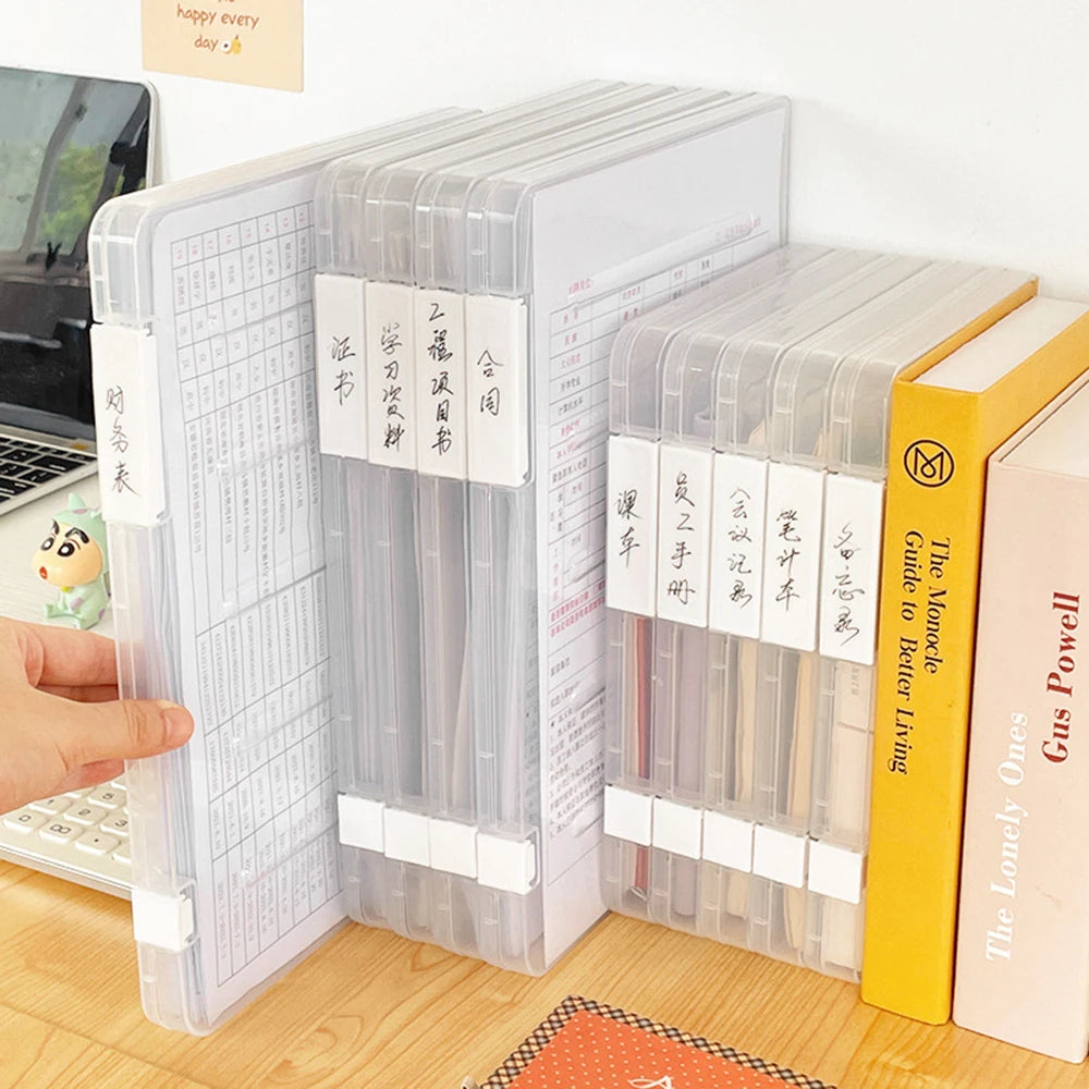 A4 File Storage Box Transparent Double Card Buckle Plastic Organizer Waterproof Dustproof For Graduation Certificates Documents