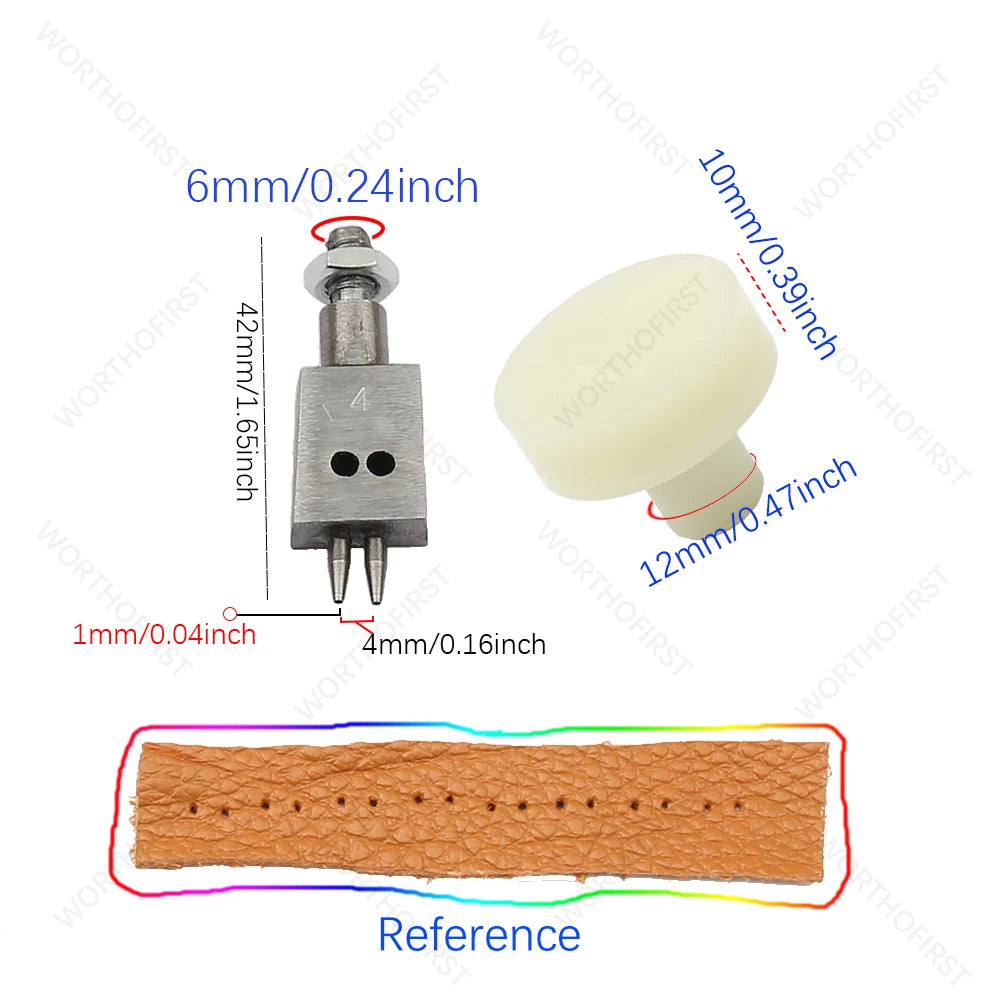 1Pcs M6 Thread Punching Suitable for European Vulcan 3 Round Spacing Cutting Dies LeatherCraft DIY Handmade Stitching Accessory