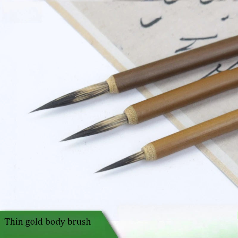 3Pcs Chinese Art Painting Brush Pen S M L for Hook Line Watercolor Calligraphy Natural Hair Brushes Professional Art Tools
