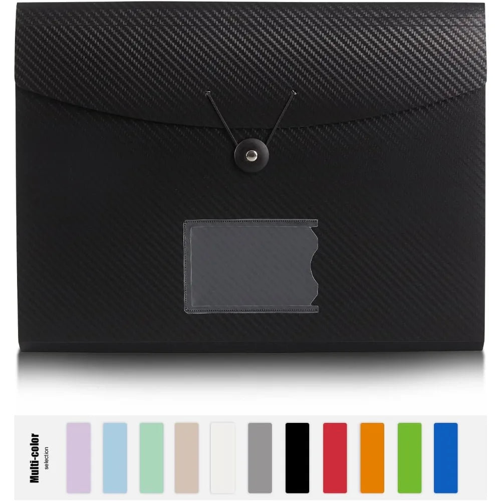 13 Pocket Expanding File Folder Organizer with Polypropylene Material Letter Size Document Holder for Home Office School Use Black Color Accordion File Storage for Papers Receipts Bills and Records
