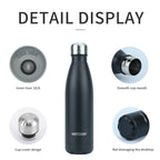 WATERSY 500ml Stainless Steel Water Bottle Insulated Vacuum Flask Double Wall Thermal Cup Keep Cold Hot Sports Kettle