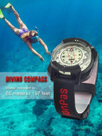 Waterproof Outdoor Compass Professional 60M /197Ft Diving Compass Navigator Digital Watch Scuba Compass For Swimming Diving