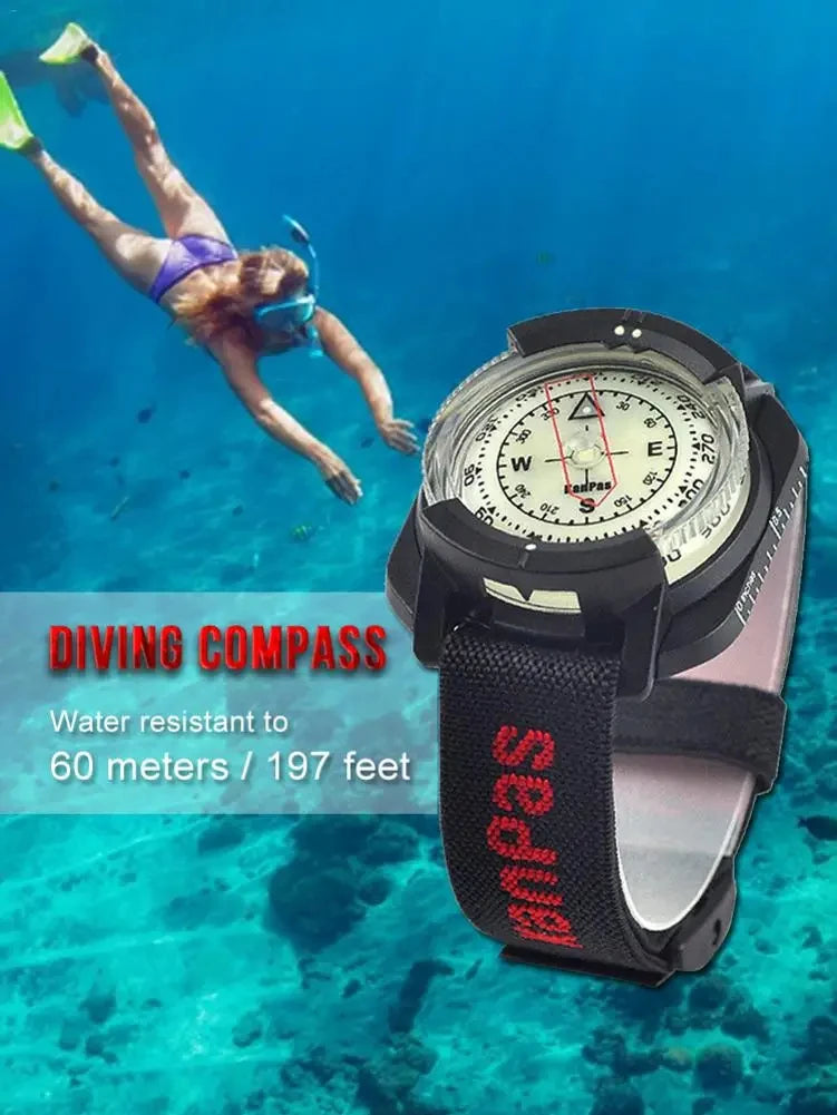 Waterproof Outdoor Compass Professional 60M /197Ft Diving Compass Navigator Digital Watch Scuba Compass For Swimming Diving