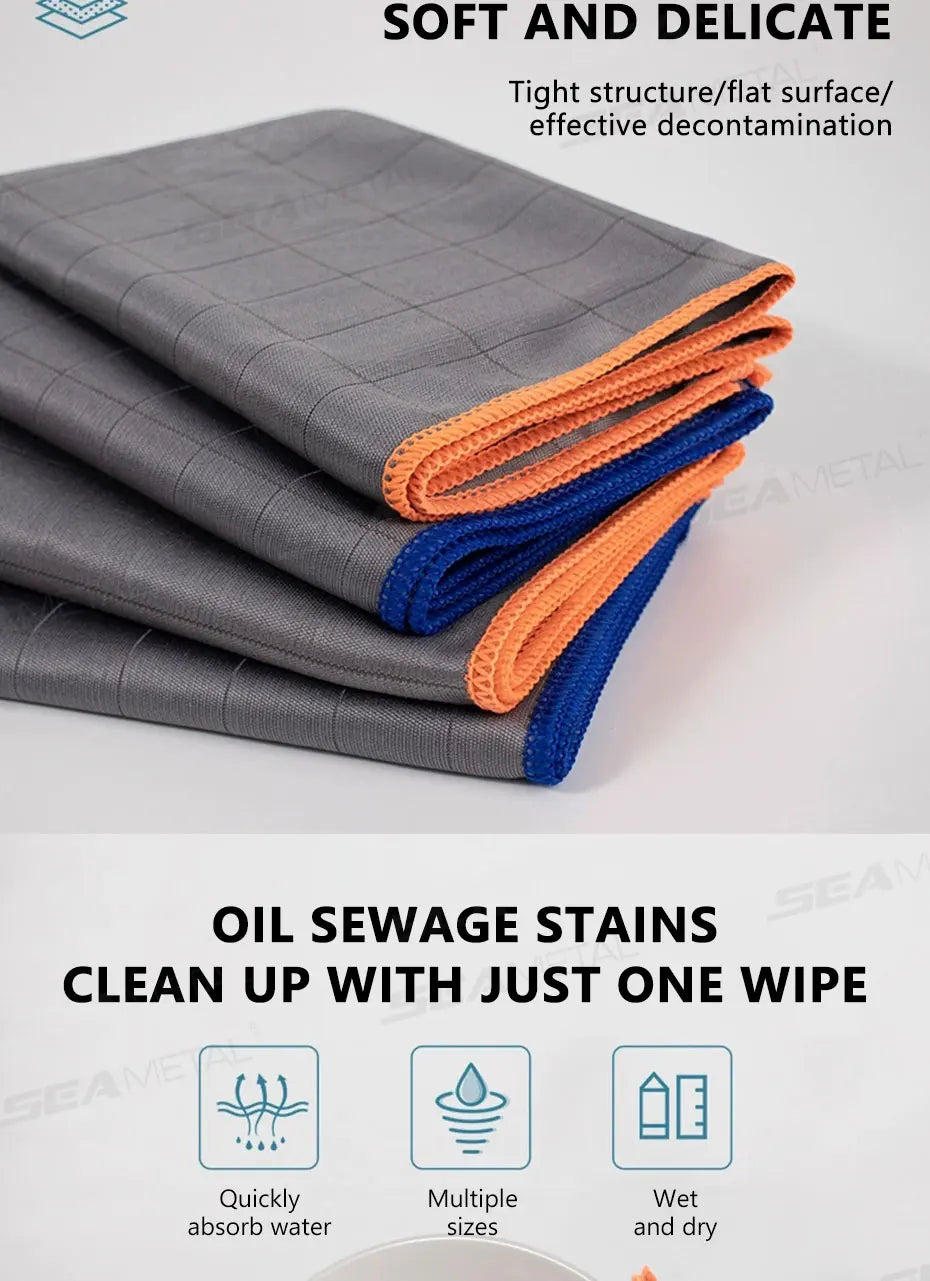 SEAMETAL Microfiber Carbon Cloth to Wipe Windows Wine Glasses Tableware Glass Cleaning Cloth Carbon Fiber Rag for Car Home Clean