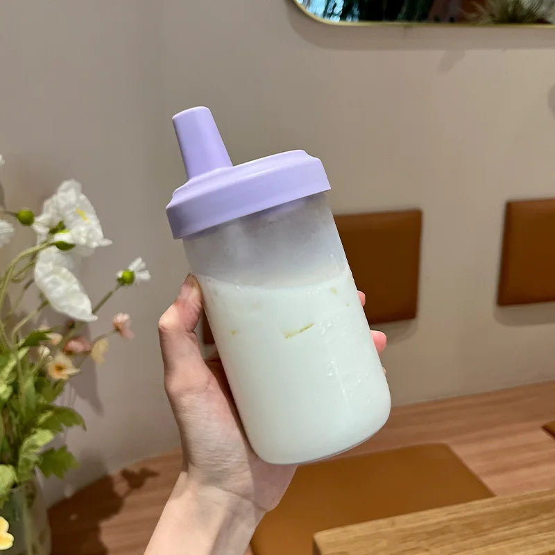 500/800ML Large-capacity Straw Cup, Food-grade Transparent PP Material,Portable Ins Style Water Cup, Juice Milk Tea Cup