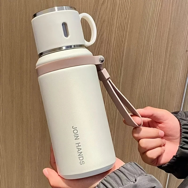 316 Stainless Steel Insulated Water Bottle with Cup Portable Vacuum Flask for Outdoor Activities Handheld Tumbler Keep 24Hr Cold