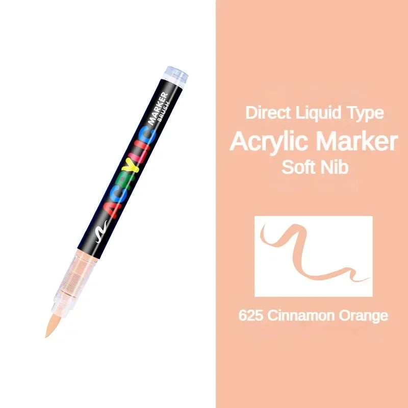 GUANGNA 16 Colors Direct-liquid Acrylic Paint Pens Brush Marker Pen for Rock Painting Stone Ceramic DIY Art Supplies Stationery