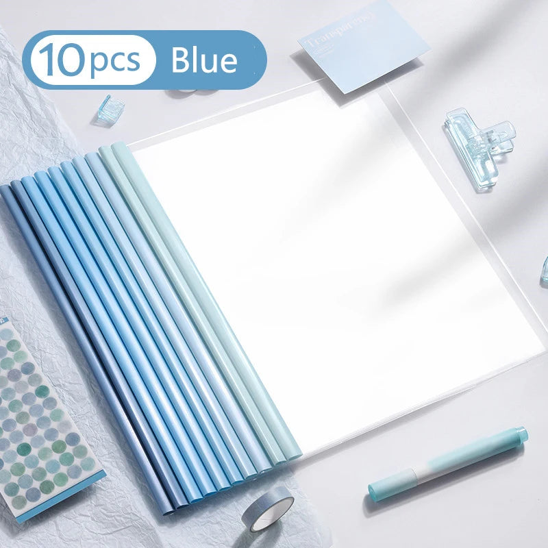 10 Pcs Gradient Pull-out Clip Teardrop-shaped A4 Transparent Folder Pull-out Clip Resume File Folder Approval and Submission