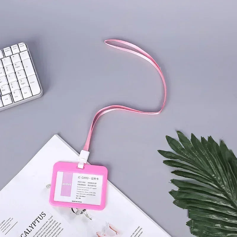 Lanyard Card Covers Women Men Work Permit Holder Credit Card Holder Neck Strap Students Kids Bus Cards Case ID Card Holder