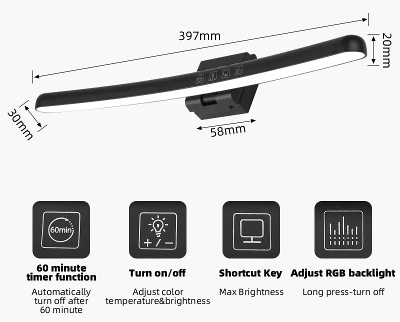 Led Monitor Light Bar Computer Lamps Reading Light Screen Hanging Desk Light Stepless Dimming Monitor For Bedroom Study Room