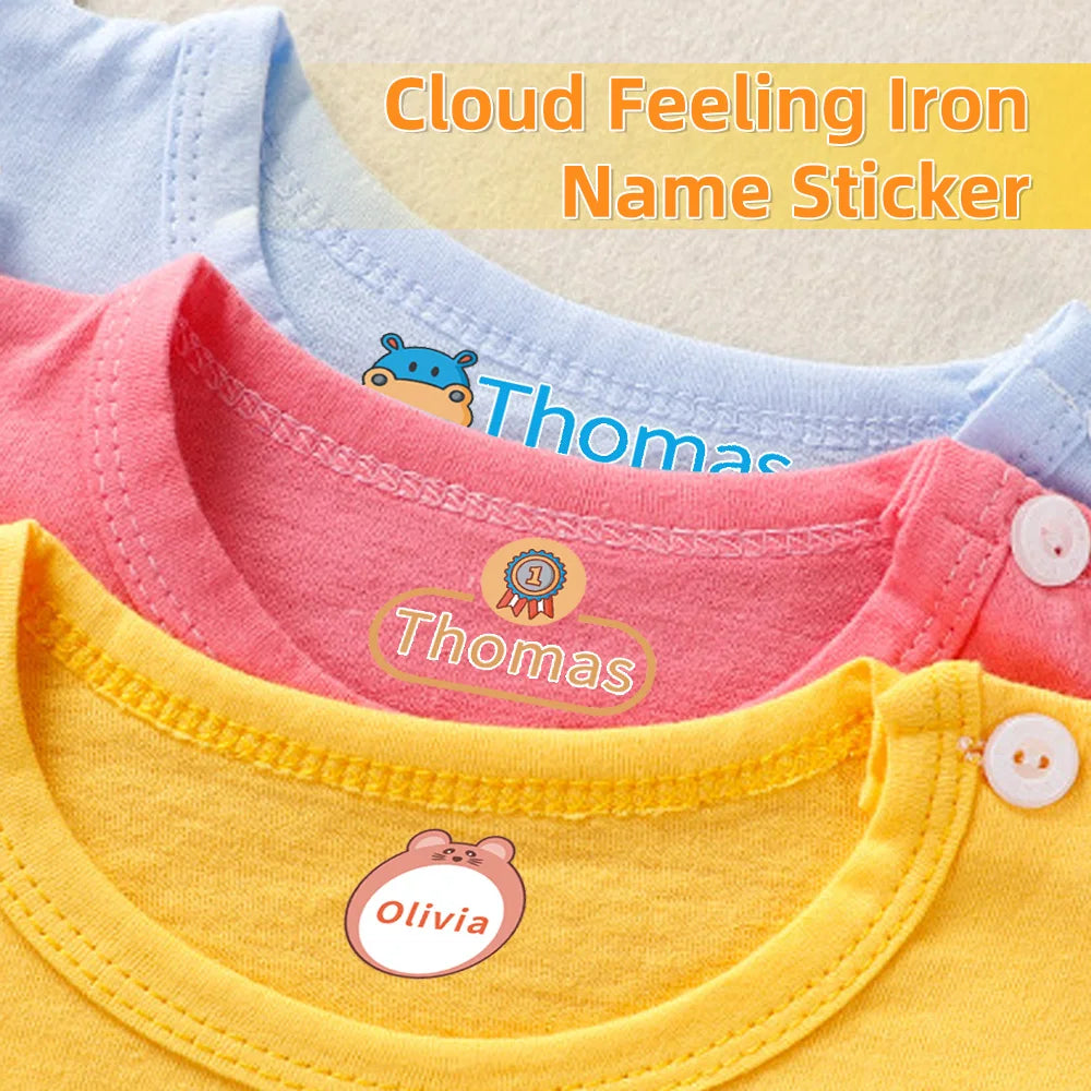 Multi Style Personalized Embroidery Name Sticker Clothes Label Decals Washable Iron On Tags Children Uniform Stickers Custom
