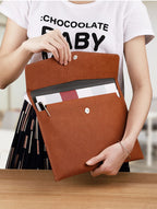 Faux Leather Document Bag, Business Information Bag, A4 Folder, School and Office Supplies, Storage Bag