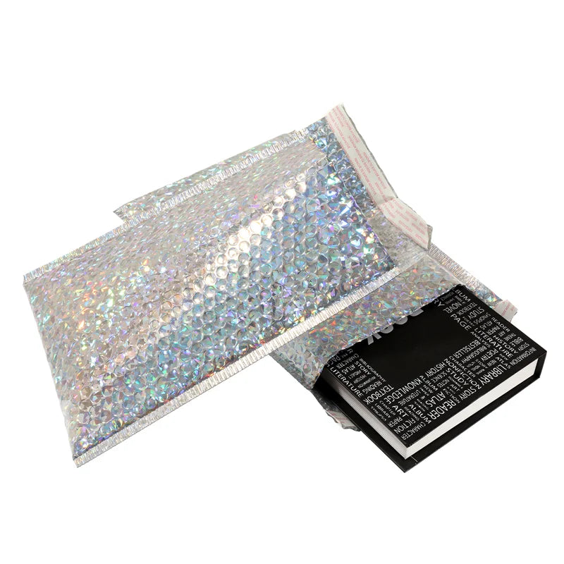 50PCS Aluminized Film Bubble Mailer Gold Mailing Envelope Waterproof Courier Bag Padded Bubble Envelopes Pack Bag for Shipping