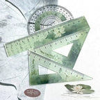 Cartoon 4pcs Ruler Set, Acrylic Straight Ruler Triangle Ruler Protractor, Cute Stationery Measuring Tools for Students