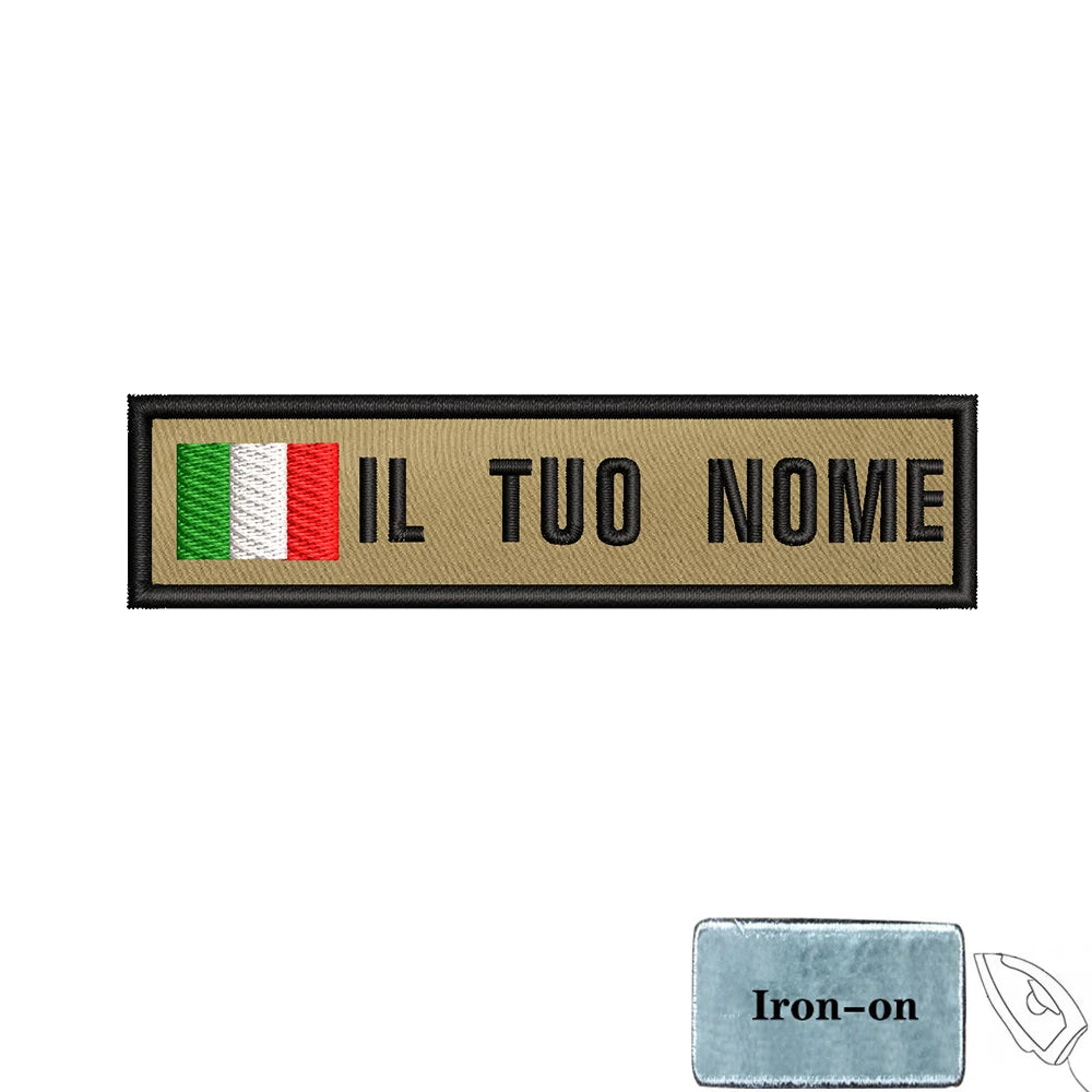 1PC 10cmX2.5cm Custom Name Flag Patch Badge Khaki Iron On Or Hook Loop Netherlands Russia Lithuania France Italy Spain Israel
