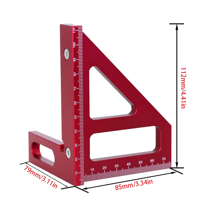 1pc Woodworking Squares and Protractors, Aluminum Alloy Beveled Triangles, High-Precision Layout Measurement Tools.