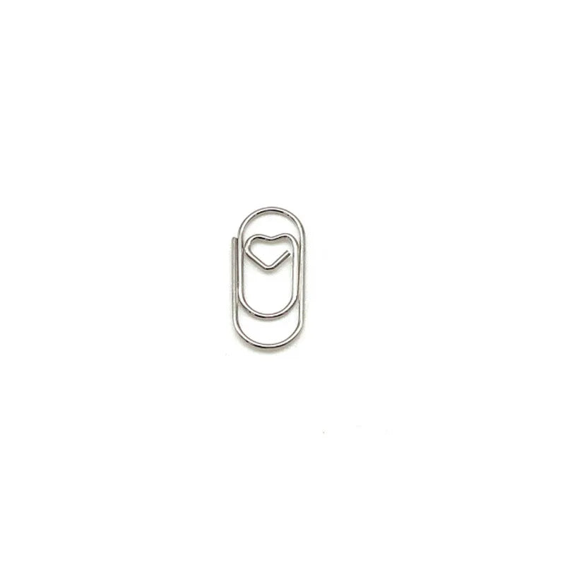 100pcs Mini Metal Heart Shaped Paper Clips Cute Decorative Paperclips Office School Home Document Notes Organization Paperclips