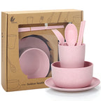 Fork Spoon Chopsticks Bowls Cup Dish Dinnerware Set High Grade Wheat Straw Tableware Children's Unbreakable Dishes Camping Set