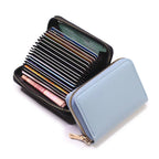 Compact Coin Purse Leather Business Credit Card Case Holder Travel Wallet for Women 20 Card Slots Small Card Pouch with