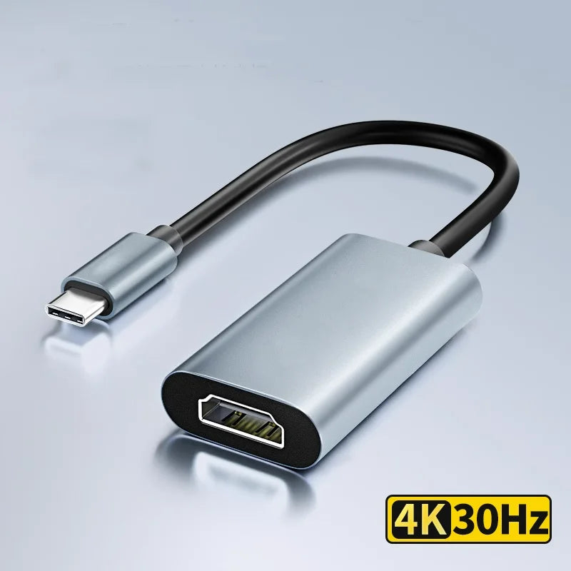 Aluminum Shell USB C to 4K@30Hz HDMI-compatible Display Adapter Cable Compatible with Thunderbolt5/4/3 Laptops i/phone16/15