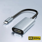 Aluminum Shell USB C to 4K@30Hz HDMI-compatible Display Adapter Cable Compatible with Thunderbolt5/4/3 Laptops i/phone16/15