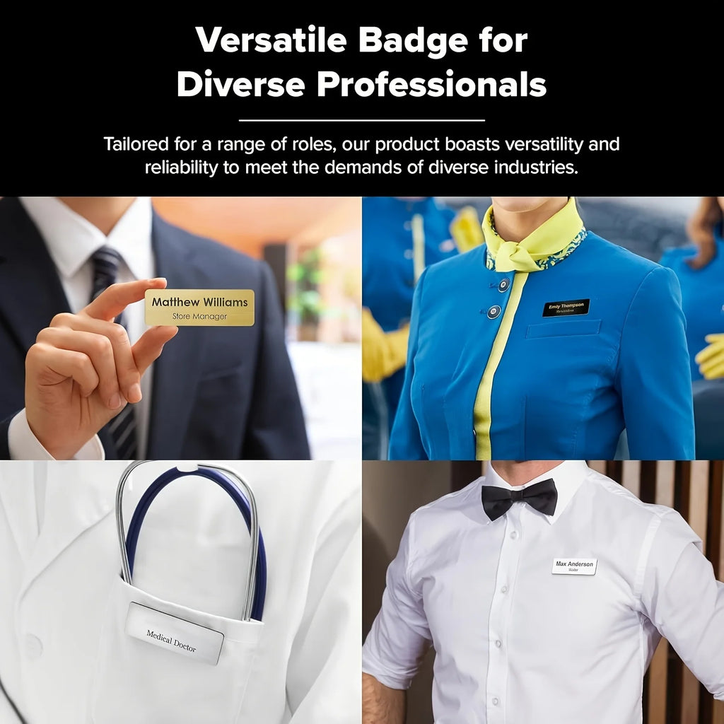 Customized Exclusive Name Badges Engraved Department Name Labels Personalized Metal Identity Cards tag Name Labels in Pin Style