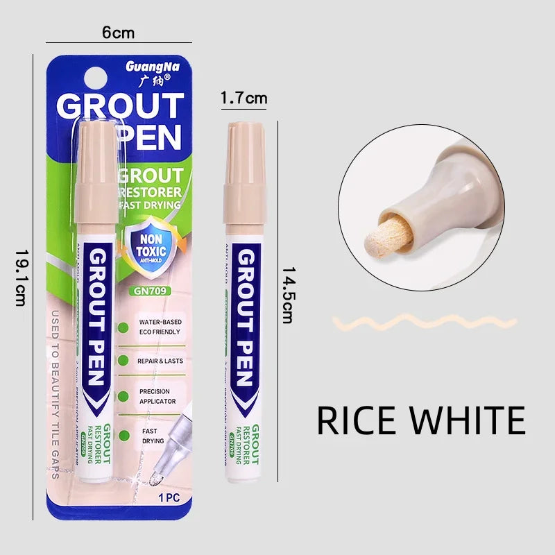 White Grout Tile Pen 8 Colors Waterproof Wall Grout Restorer Marker Pen for Bathroom Wall Floor Decontamination Seam Repair Pens
