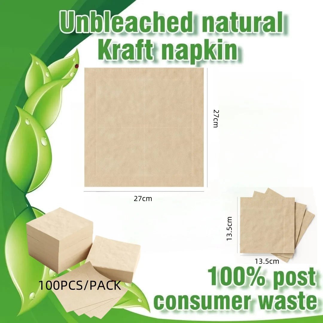 100% Compostable and Eco-friendly Paper Dinner Napkins Perfect for Everyday Dinning,Beverages or Cocktail Disposable