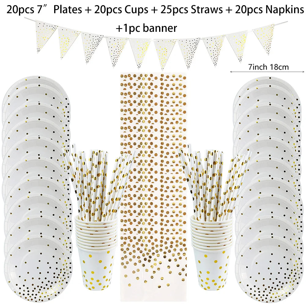 Gold Party Disposable Tableware Set Paper Plates Cups Napkins for Birthday Wedding Bachelorette Party Decoration Baby Shower