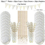 Gold Party Disposable Tableware Set Paper Plates Cups Napkins for Birthday Wedding Bachelorette Party Decoration Baby Shower
