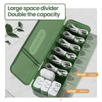 Cable Storage Box With 7 Compartments Organizer Charger Cord Storage Box Reusable Cable Storage Case Management for Home Travel