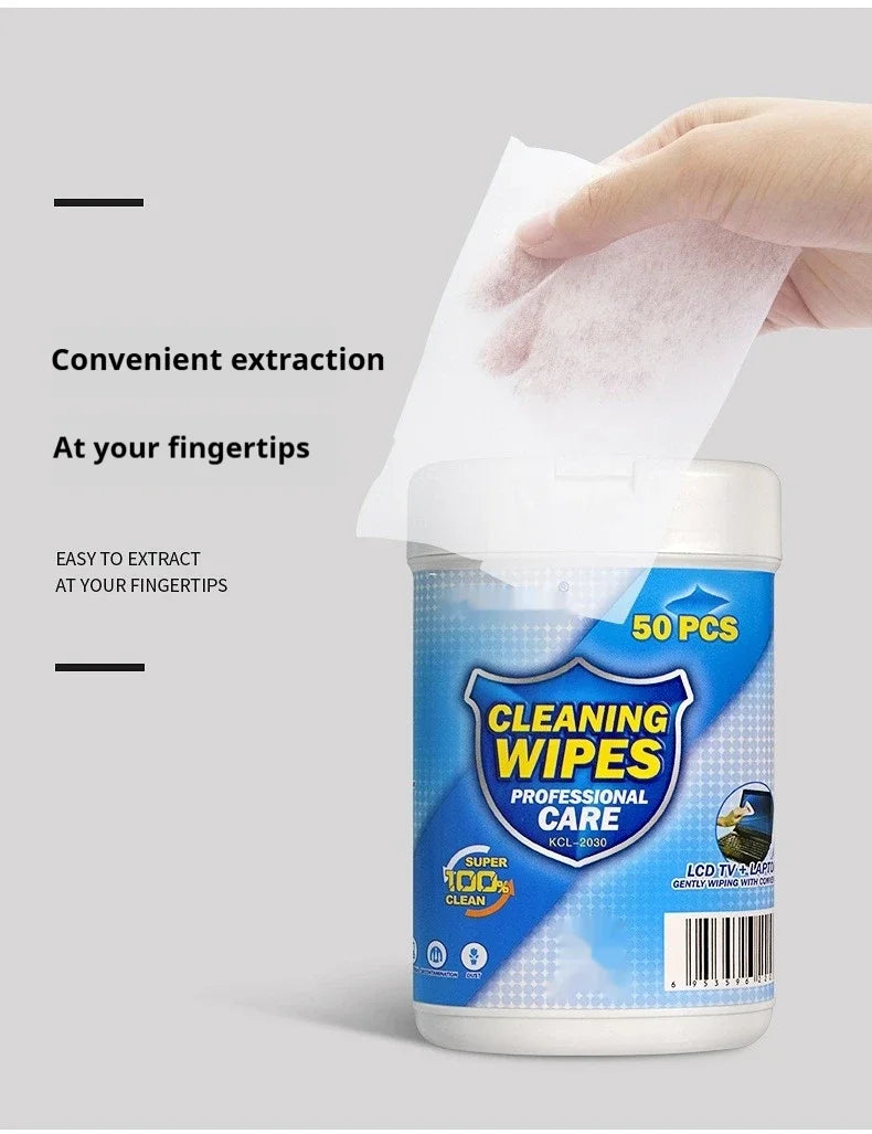 50PCS/Box Soft Anti-static Cleaning Wipes Wet Tissues For Computer Laptop LCD Monitor TV Mobile Phone Screen Digital Products