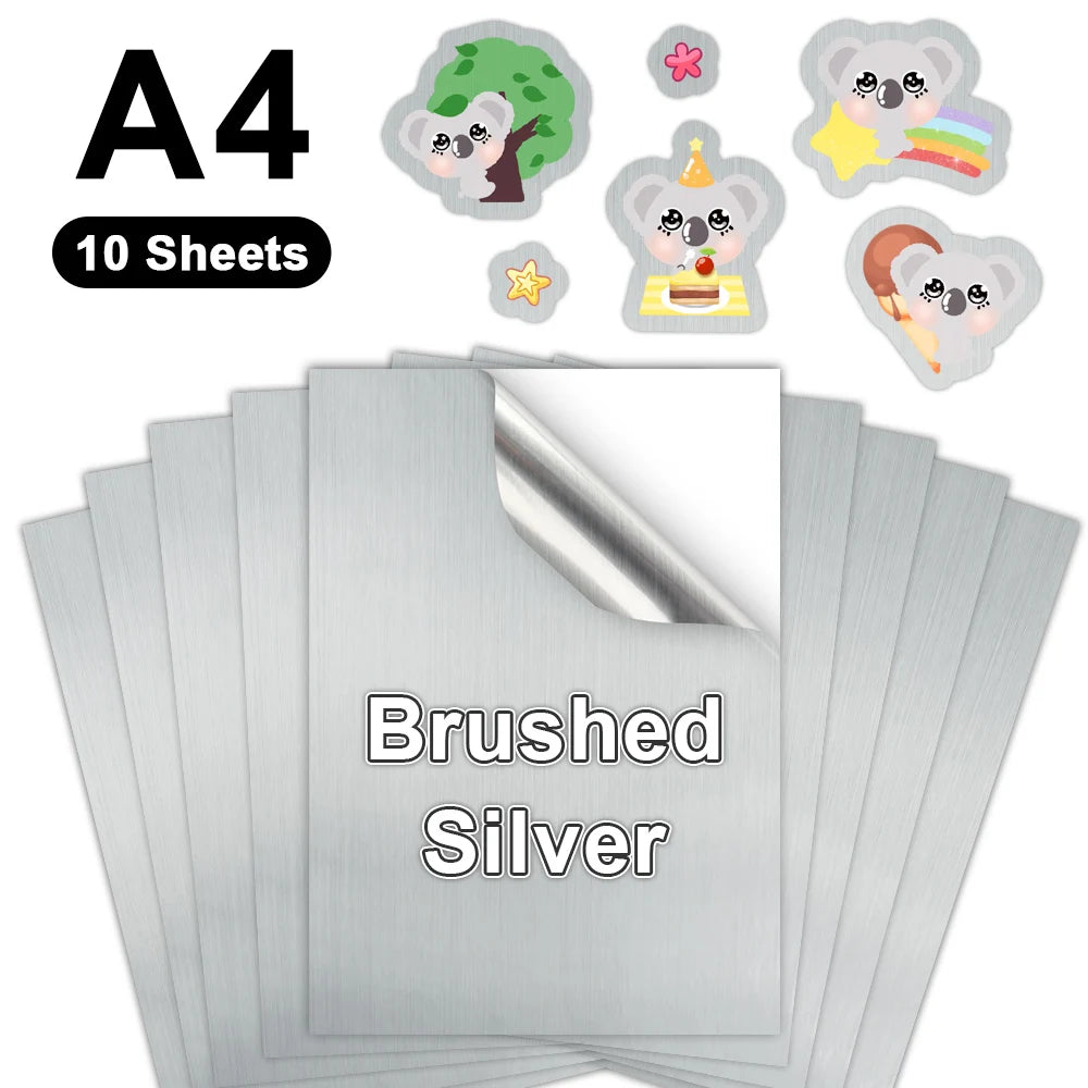 10 Sheets A4 Holographic Printable Vinyl Sticker Paper Waterproof Self-adhesive Rainbow Laser Inkjet Stickers For Inkjet Printer