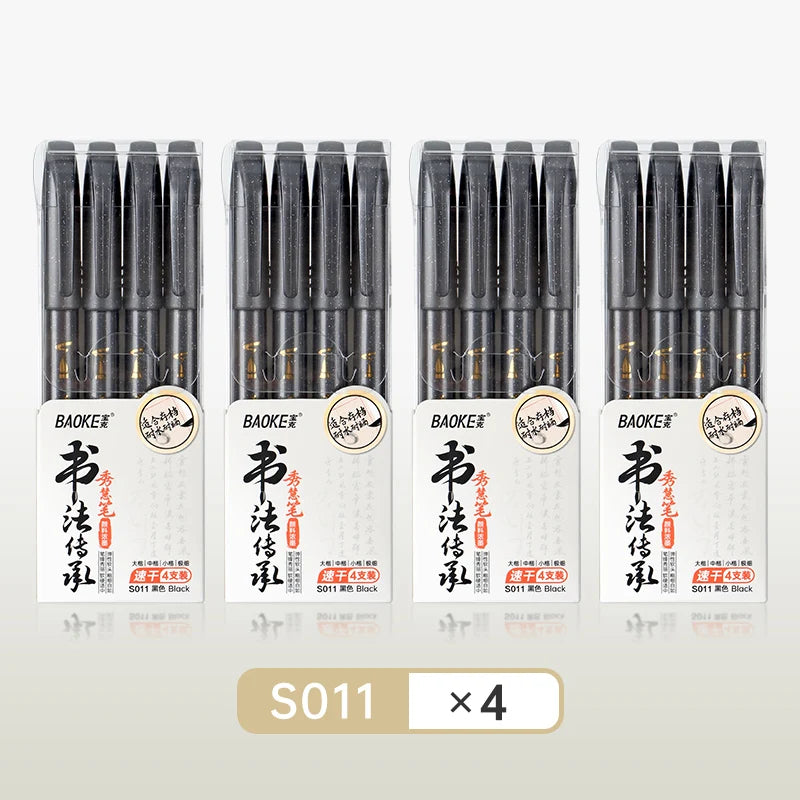 BAOKE 4-Size Calligraphy Pen Set for Writing, Drawing & Hand Lettering, Black Ink Brush Markers for Art, Calligraphy, Sketching