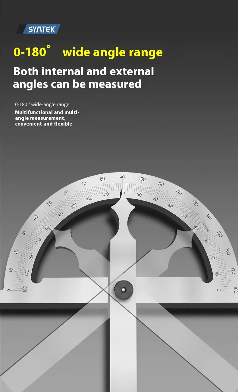 High Quality Stainless Steel Angle Finder Ruler High Precision 0-180 Degree Thickened Protractor for Woodworking Construction