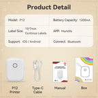 Adhesive Label Printer Marklife P12 Portable Mini Printer P12 Thermal Label Maker Wireless Bluetooth Labeling Machine or Sticker