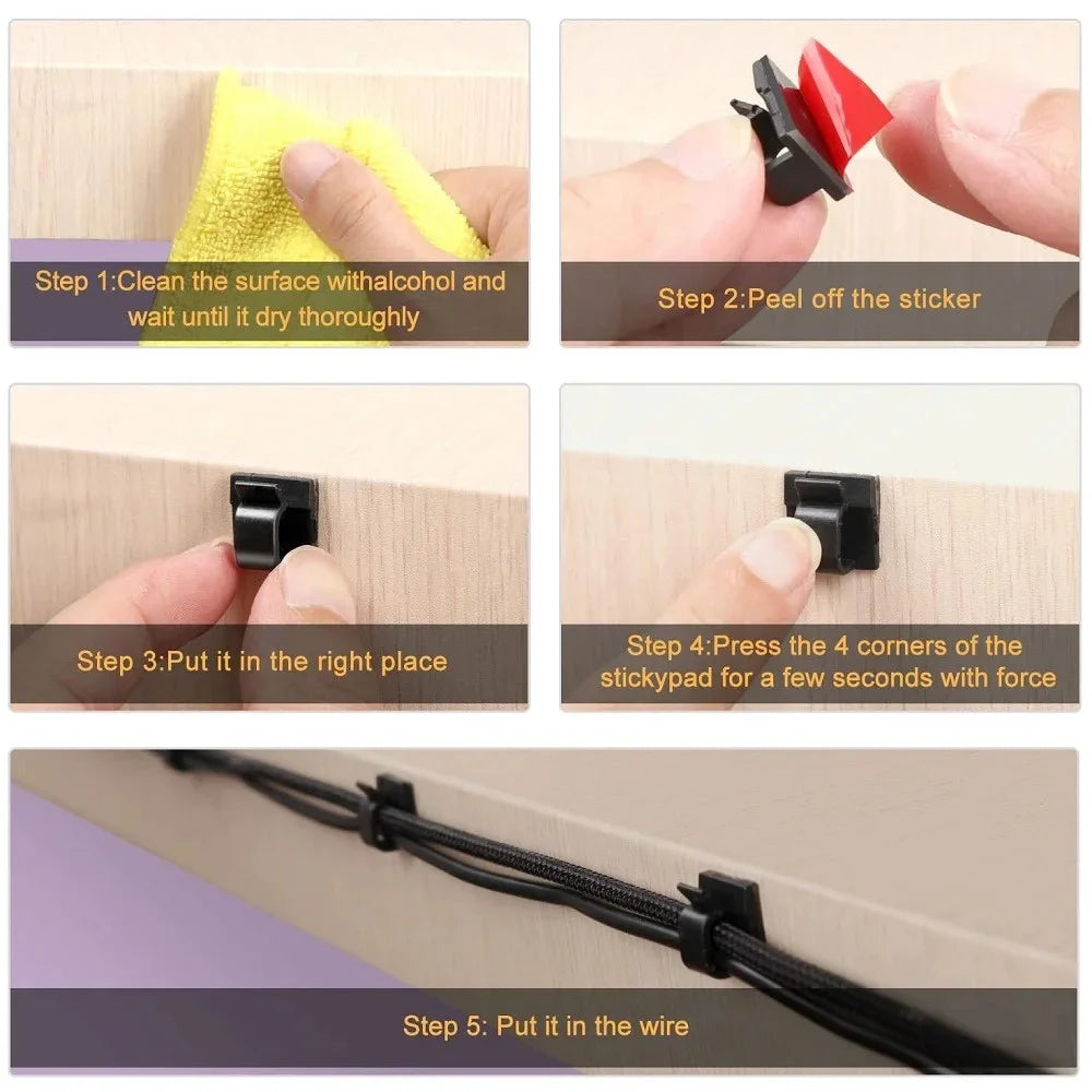 50Pcs Cable Clip Self-Adhesive Cable Organizer Wire Protector Holder For Mouse Headset Wire Storage Desktop Tidy Management Clip