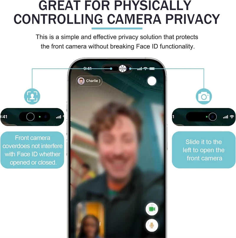 2PCS WebCam Cover Antispy Front Camera Lens Privacy Slider Protector for IPhone 17 Air 16 15 Pro Max Plus 17Pro Web Cam Sticker
