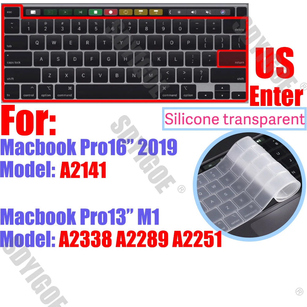 Silicone Keyboard Cover for All MacBook Air/Pro 13 14'15'16 inch,M1,M2,M3 M4 M5 Chip Model A2918,A2992,A3113,A2337,A2941 US & EU