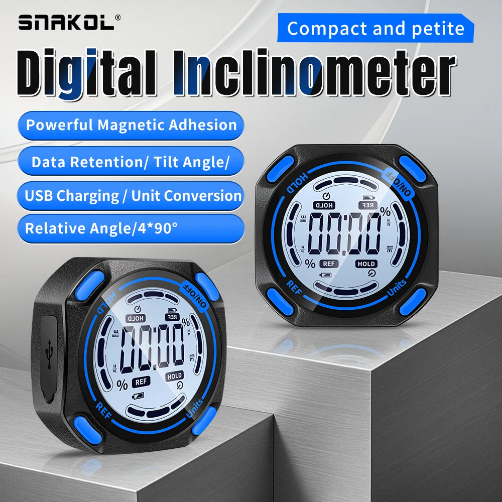 SNAKOL Mini Angle Gauge Magnetic Protractor Digital Inclinometer Angle Finder Level Box With Magnes and Backlight